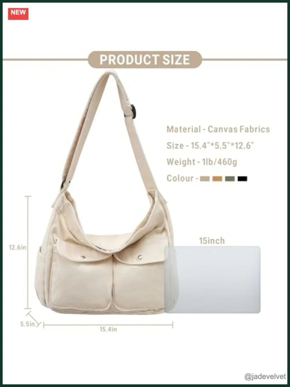 Canvas Messenger Bag Large Hobo Crossbody Shoulder Tote with Multiple Pockets